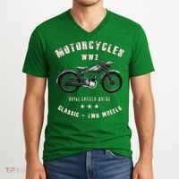 Royal Enfield Wdre Classic Motorcycle Ww2 V-Neck T-Shirt thumb 2