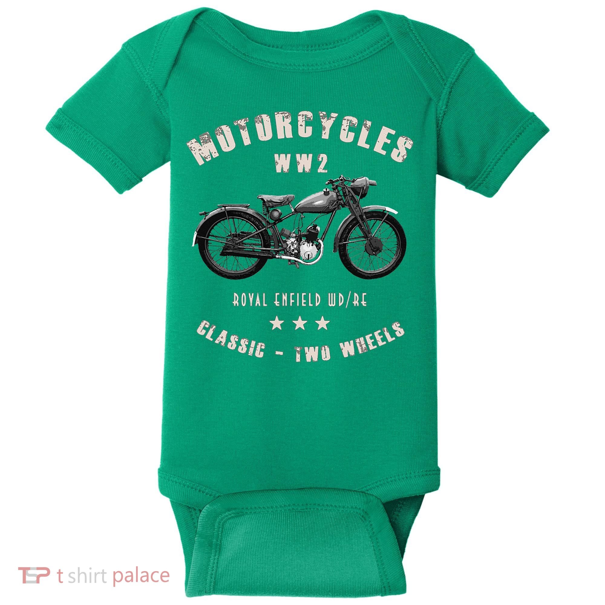 Royal Enfield Wdre Classic Motorcycle Ww2 Baby Bodysuit