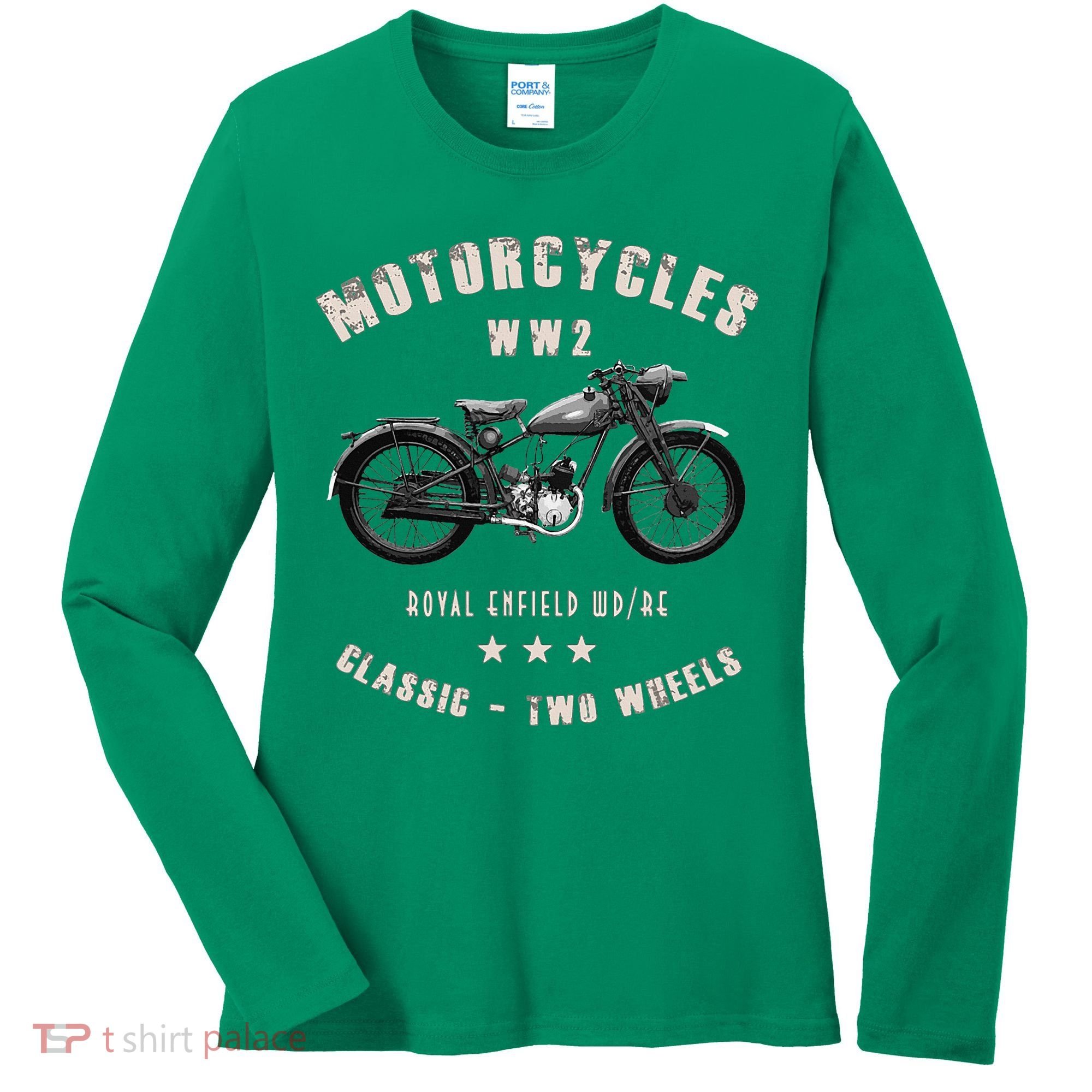 Royal Enfield Wdre Classic Motorcycle Ww2 Women's Long Sleeve Shirt