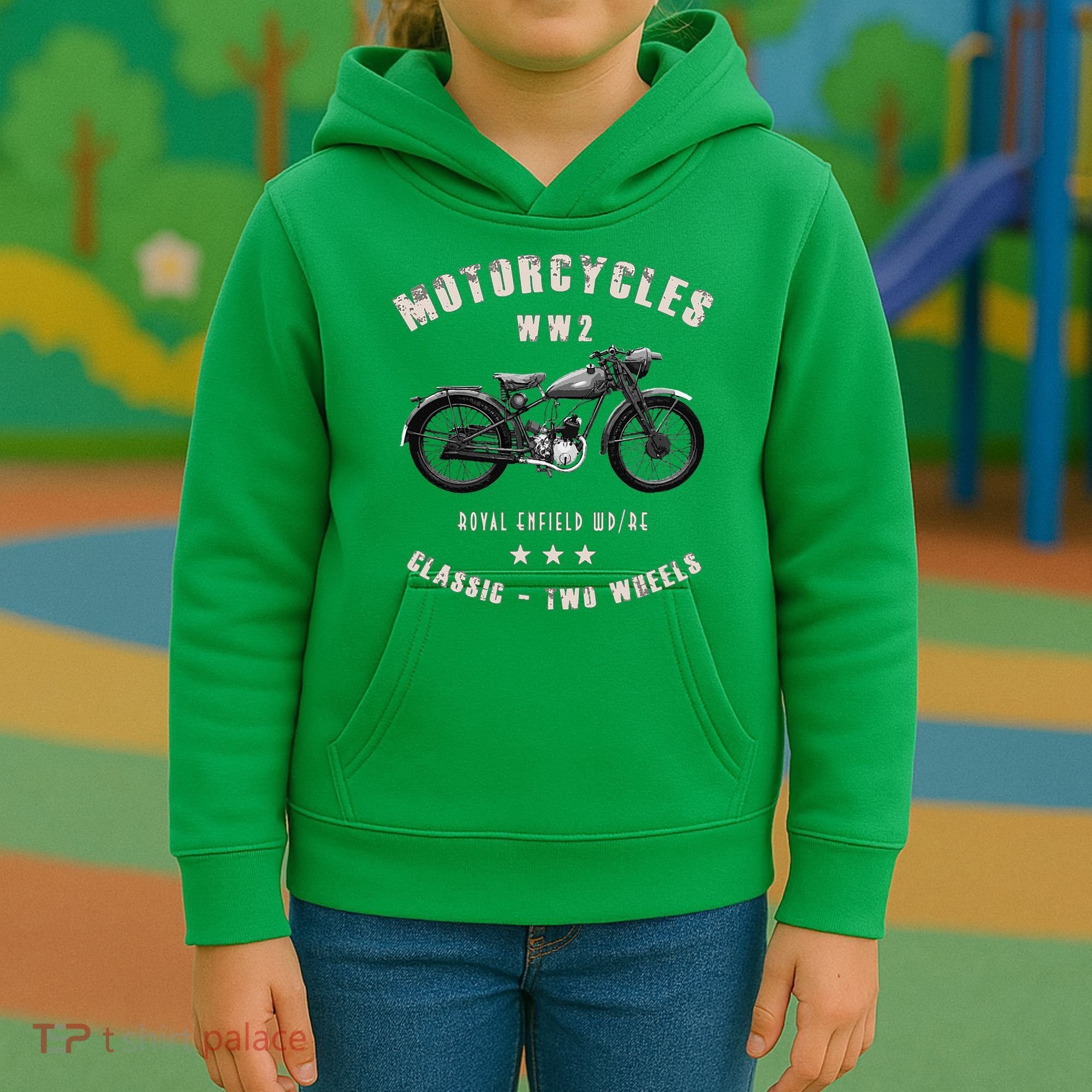 Royal Enfield Wdre Classic Motorcycle Ww2 Kids Hoodie