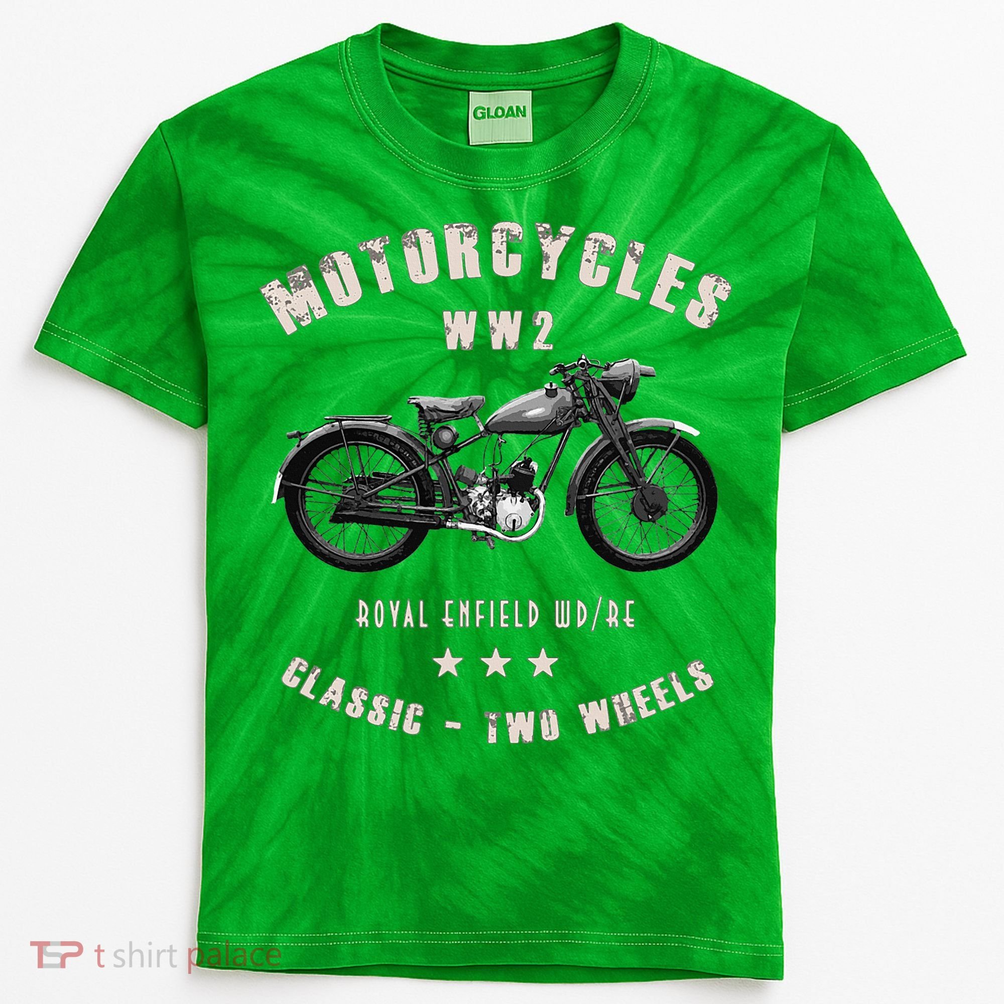 Royal Enfield Wdre Classic Motorcycle Ww2 Kids Tie-Dye T-Shirt