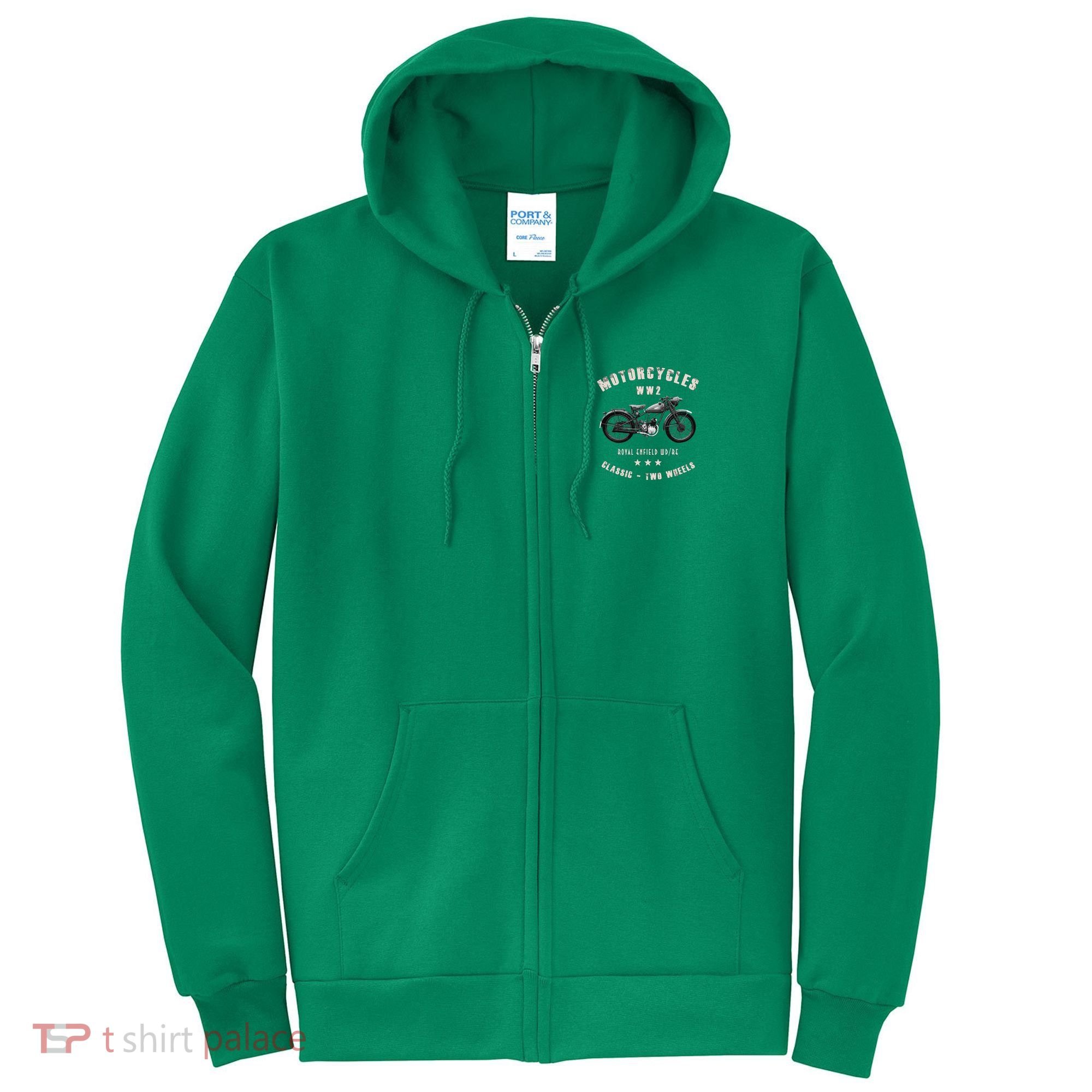 Royal Enfield Wdre Classic Motorcycle Ww2 Full Zip Hoodie