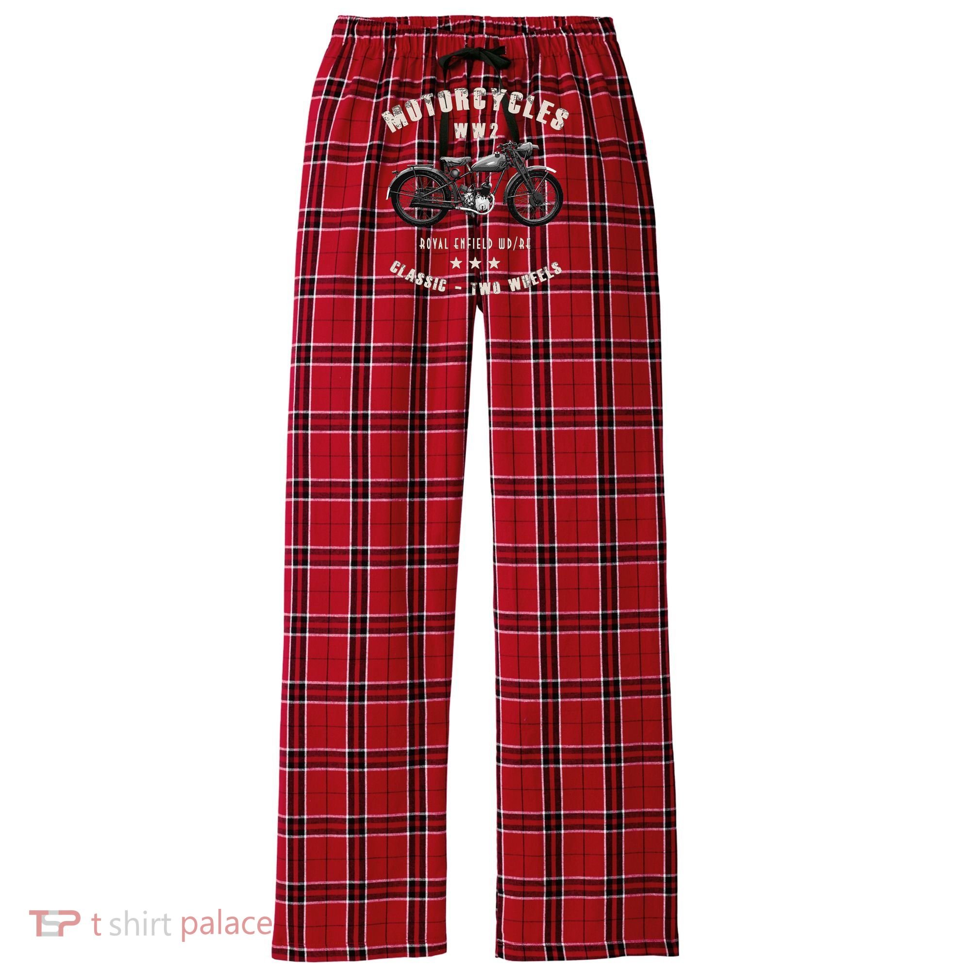 Royal Enfield Wdre Classic Motorcycle Ww2 Women's Flannel Plaid Pajama Pants