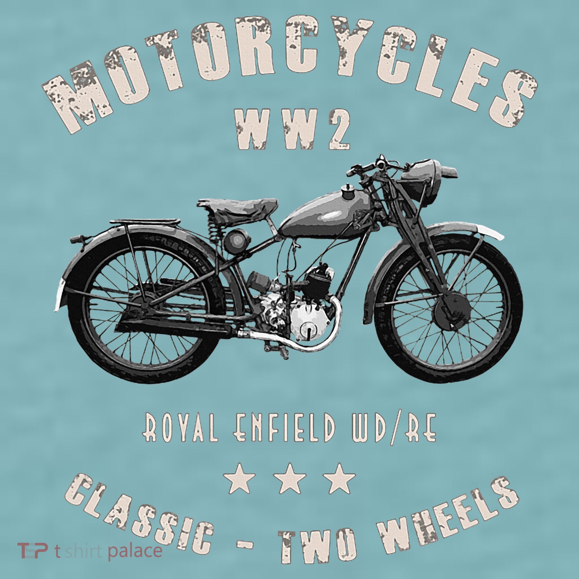 Royal Enfield Wdre Classic Motorcycle Ww2 Sueded Cloud Jersey T-Shirt