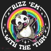 Rizz Em With The Tism Autism Funny Meme Autistic Opossum Meaningful Gift Beanie thumb 2