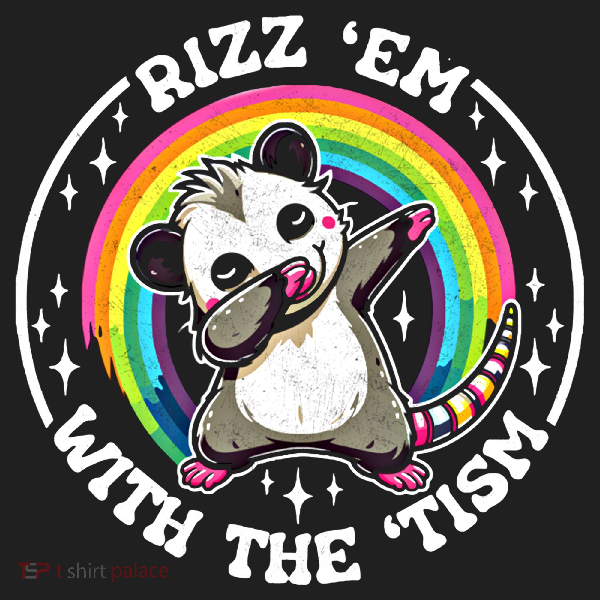 Rizz Em With The Tism Autism Funny Meme Autistic Opossum Meaningful Gift Beanie