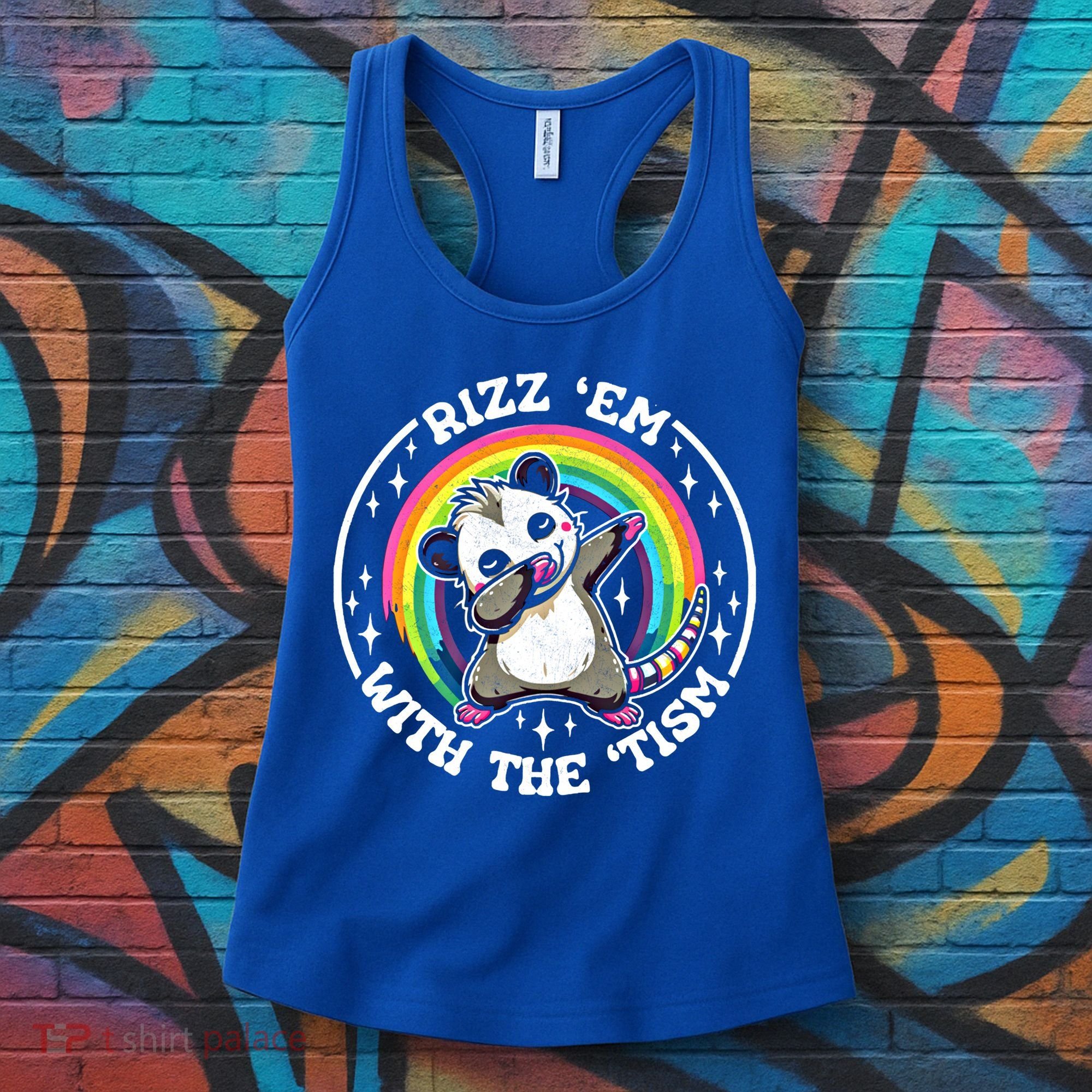 Rizz Em With The Tism Autism Funny Meme Autistic Opossum Meaningful Gift Women's Tank Top