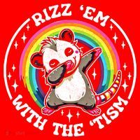 Rizz Em With The Tism Autism Funny Meme Autistic Opossum Meaningful Gift Santa Hat thumb 1