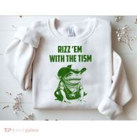 Rizz Em With The Tism Frog Sweatshirt thumb 2