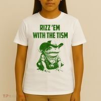 Rizz Em With The Tism Frog T-Shirt thumb 4