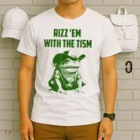 Rizz Em With The Tism Frog T-Shirt thumb 6