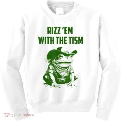 Rizz Em With The Tism Frog Kids Sweatshirt