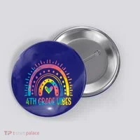 Rainbow Fourth 4Th Grade Vibes Back To School Tie Dye Gift Button thumb 0