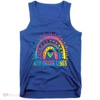 Rainbow Fourth 4Th Grade Vibes Back To School Tie Dye Gift Tank Top thumb 0