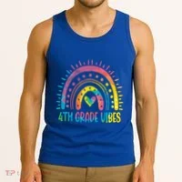 Rainbow Fourth 4Th Grade Vibes Back To School Tie Dye Gift Tank Top thumb 3
