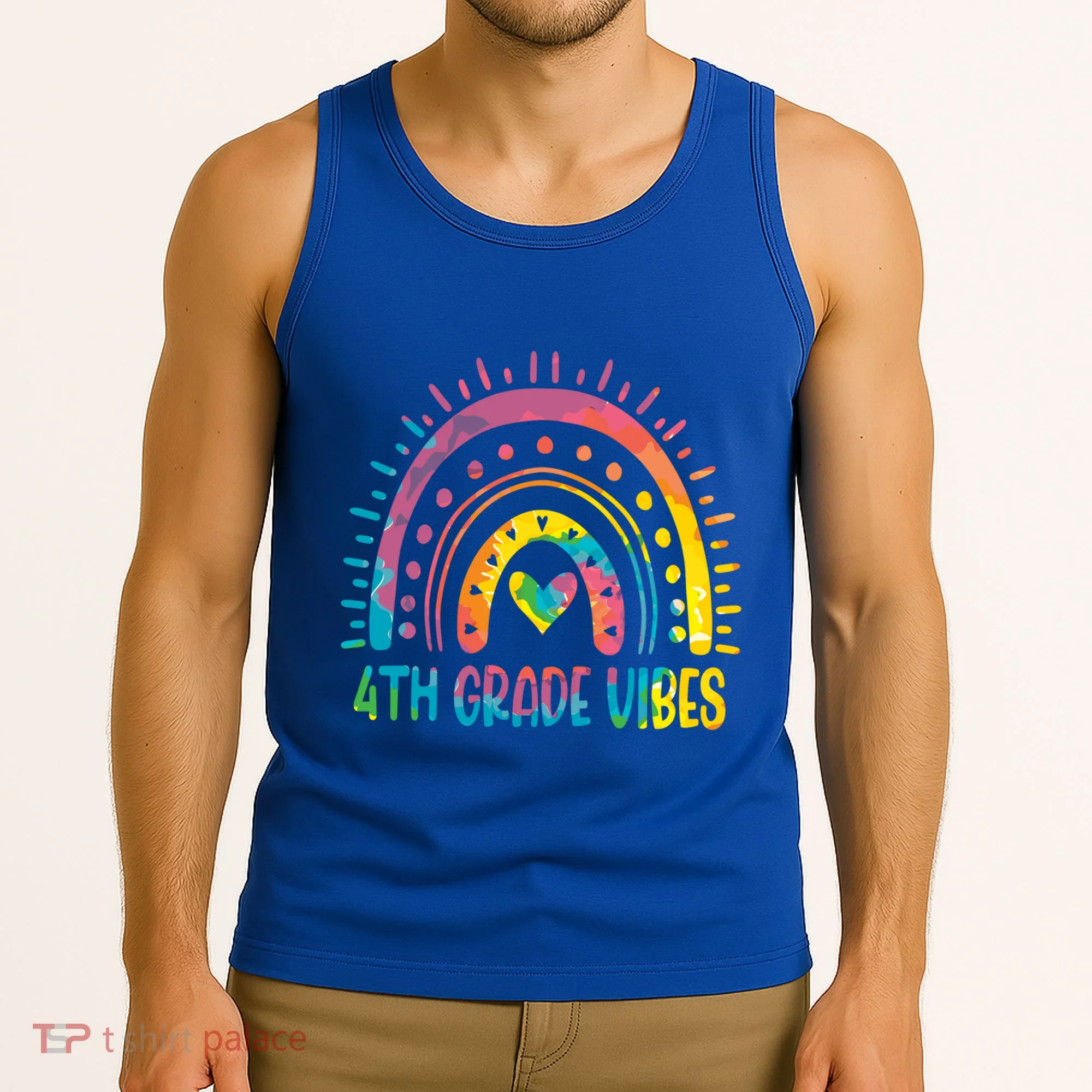 Rainbow Fourth 4Th Grade Vibes Back To School Tie Dye Gift Tank Top