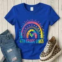 Rainbow Fourth 4Th Grade Vibes Back To School Tie Dye Gift Women's T-Shirt thumb 3