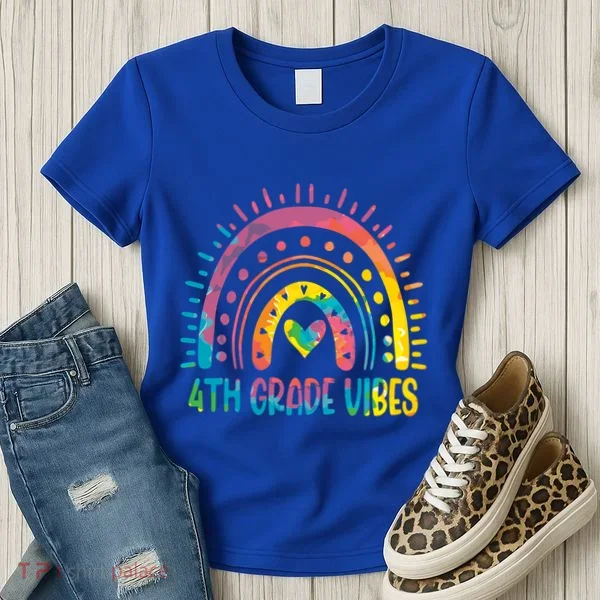 Rainbow Fourth 4Th Grade Vibes Back To School Tie Dye Gift Women's T-Shirt