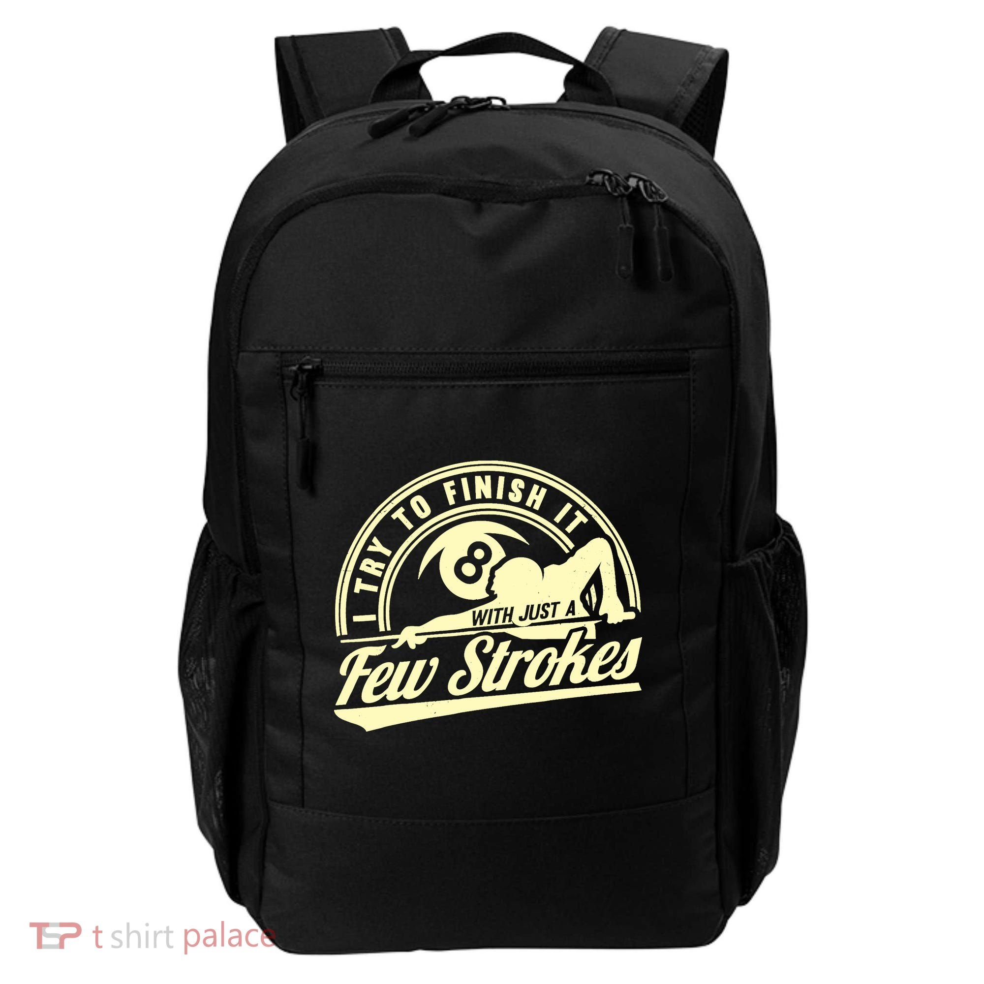 Retro Funny 8 Ball Finish It Few Strokes Pool Billiards Gift Backpack