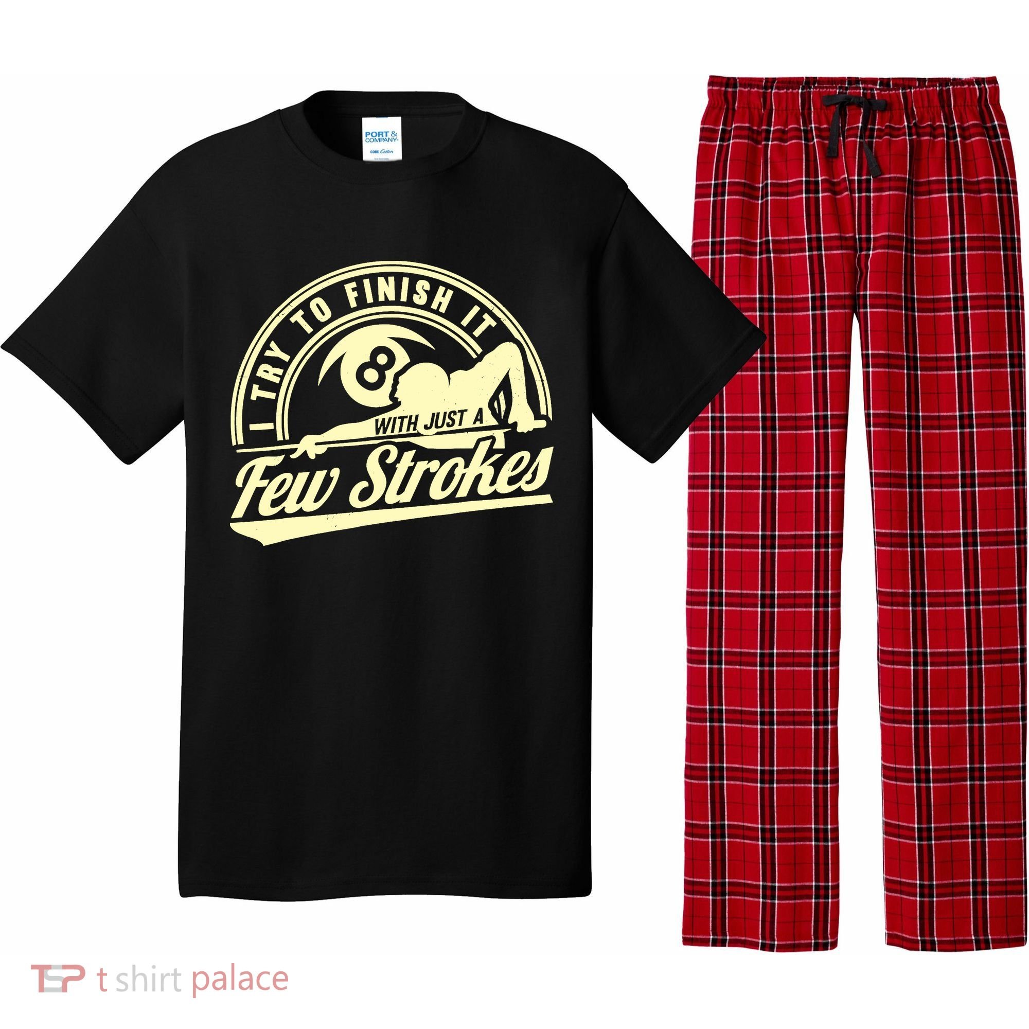 Retro Funny 8 Ball Finish It Few Strokes Pool Billiards Gift Pajama Set