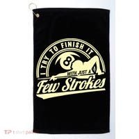 Retro Funny 8 Ball Finish It Few Strokes Pool Billiards Gift Golf Towel thumb 0