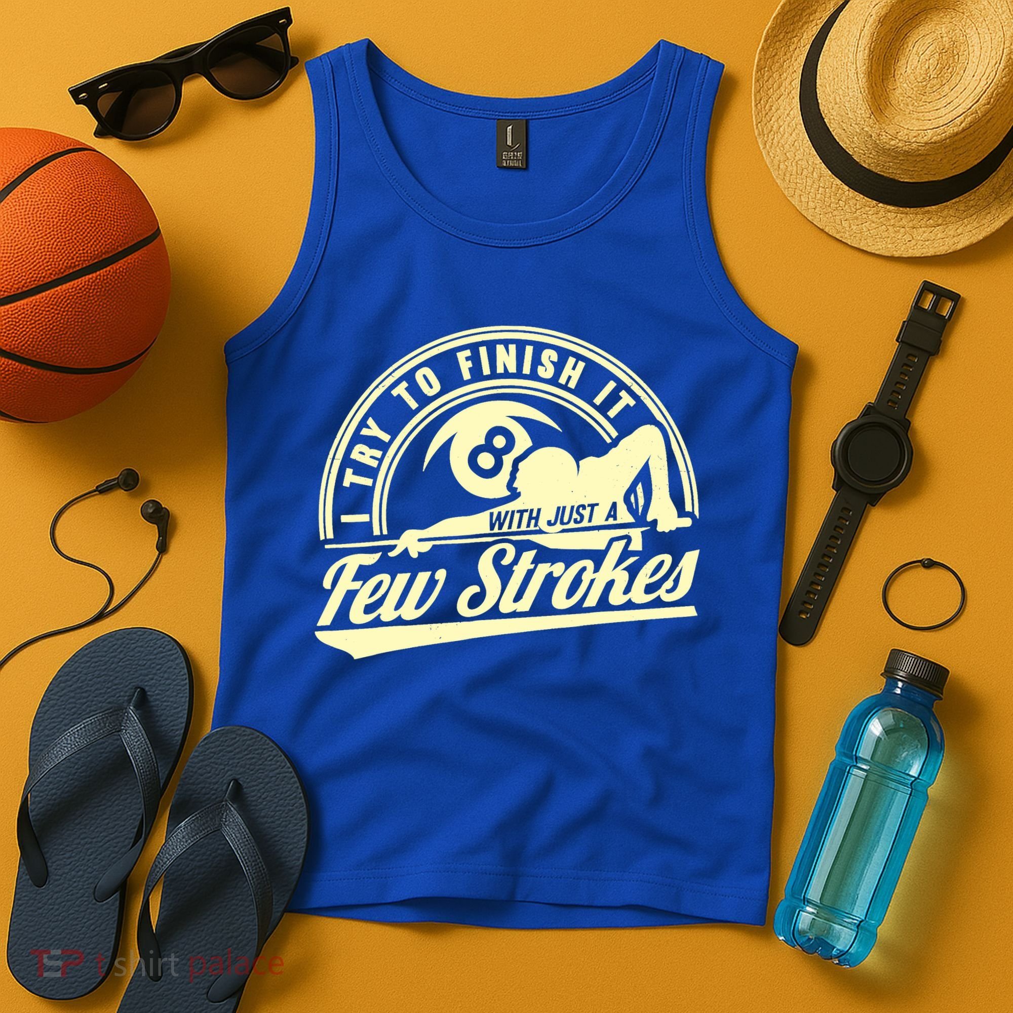 Retro Funny 8 Ball Finish It Few Strokes Pool Billiards Gift Tank Top