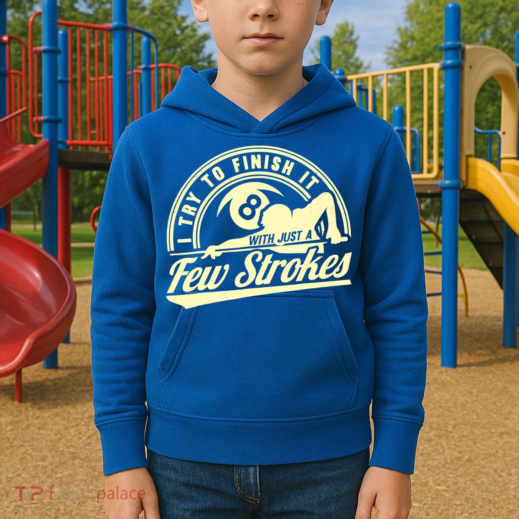 Retro Funny 8 Ball Finish It Few Strokes Pool Billiards Gift Kids Hoodie