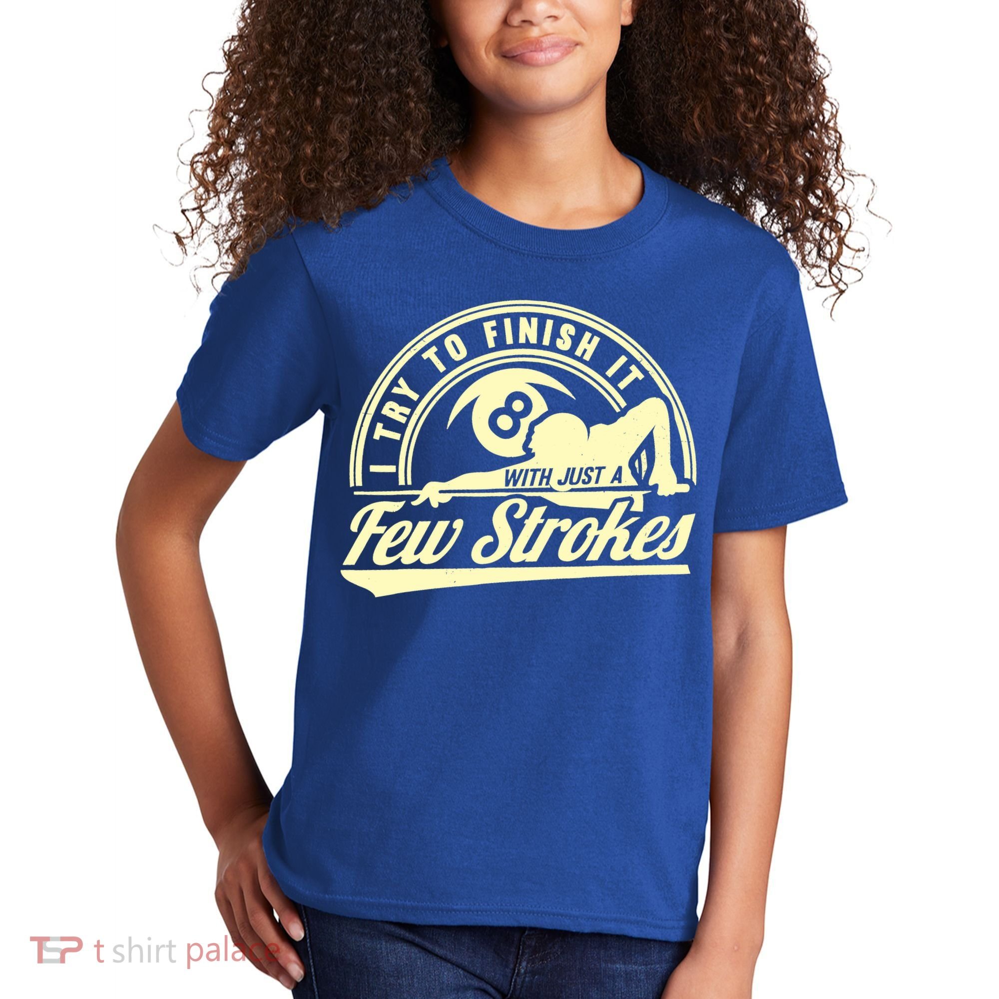 Retro Funny 8 Ball Finish It Few Strokes Pool Billiards Gift Kids T-Shirt