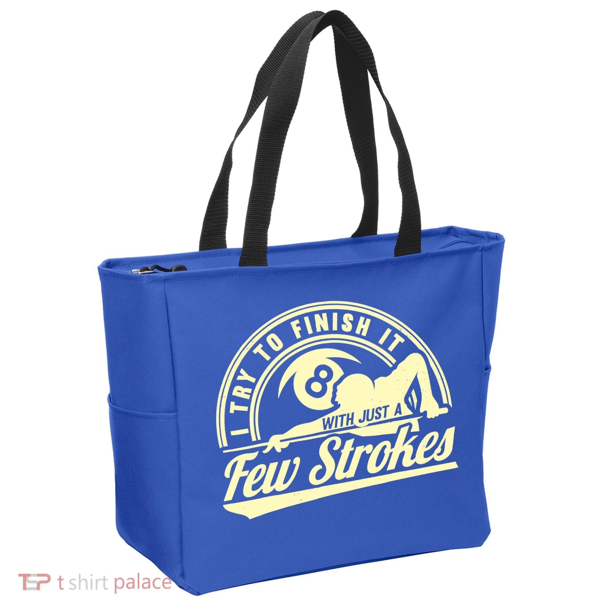 Retro Funny 8 Ball Finish It Few Strokes Pool Billiards Gift Tote Bag