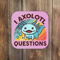 Retro Funny Axolotl I Axolotl Questions Cute Axolotl Coaster thumb 0