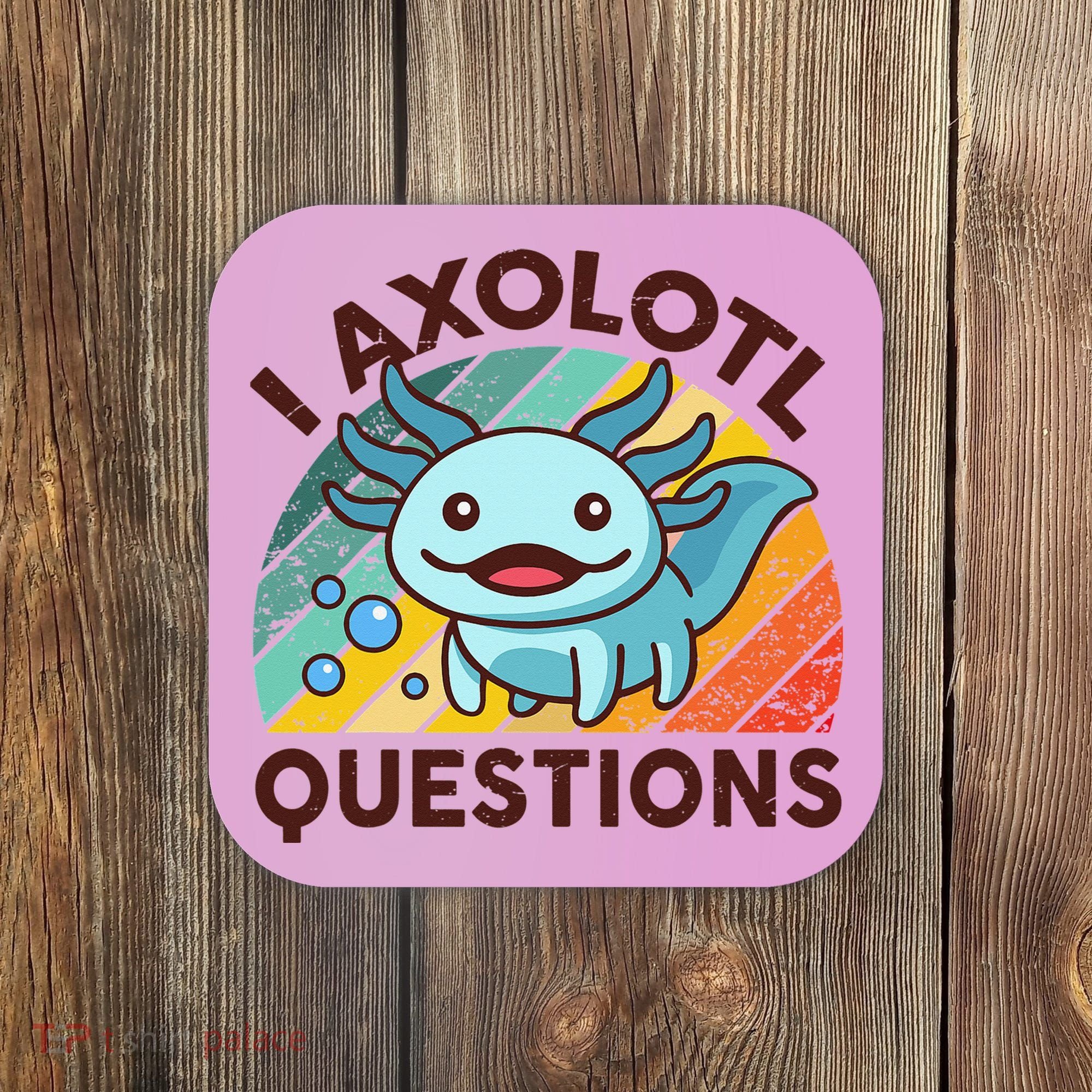 Retro Funny Axolotl I Axolotl Questions Cute Axolotl Coaster