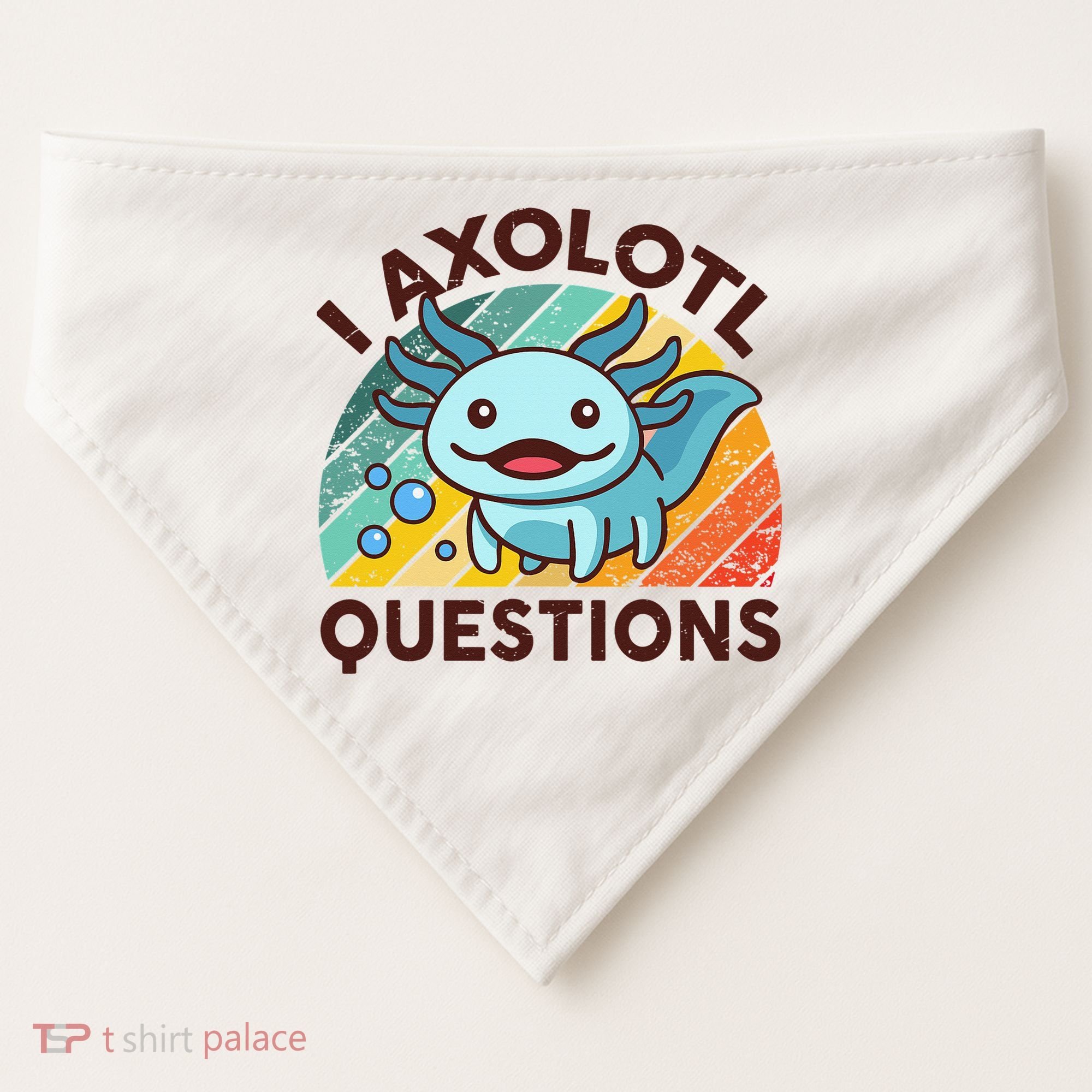 Retro Funny Axolotl I Axolotl Questions Cute Axolotl USA-Made Doggie Bandana