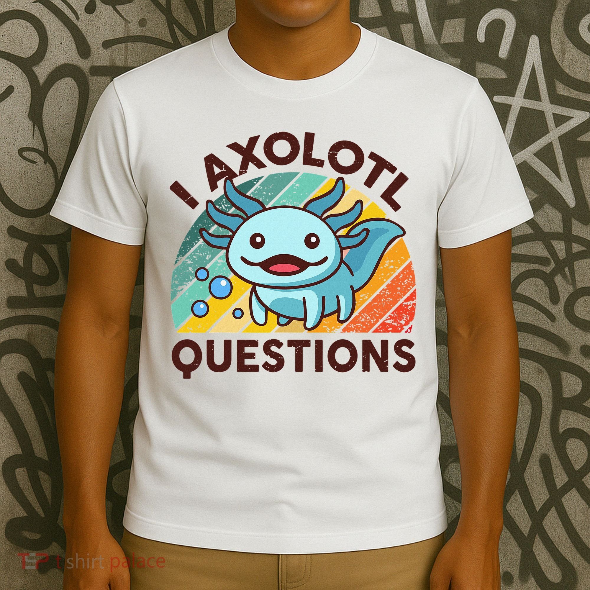 Retro Funny Axolotl I Axolotl Questions Cute Axolotl T-Shirt