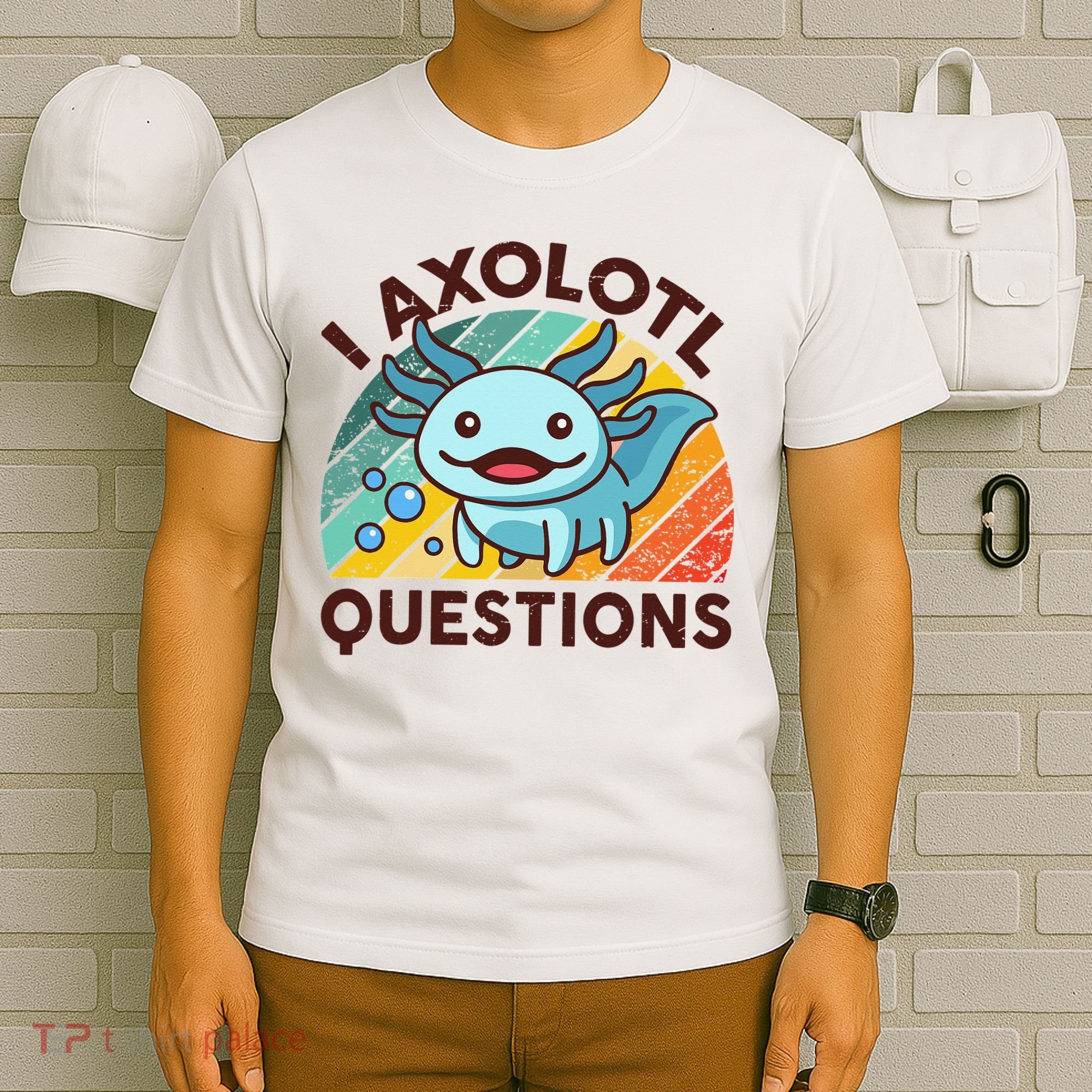 Retro Funny Axolotl I Axolotl Questions Cute Axolotl T-Shirt