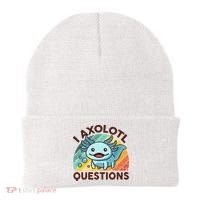Retro Funny Axolotl I Axolotl Questions Cute Axolotl Beanie thumb 0
