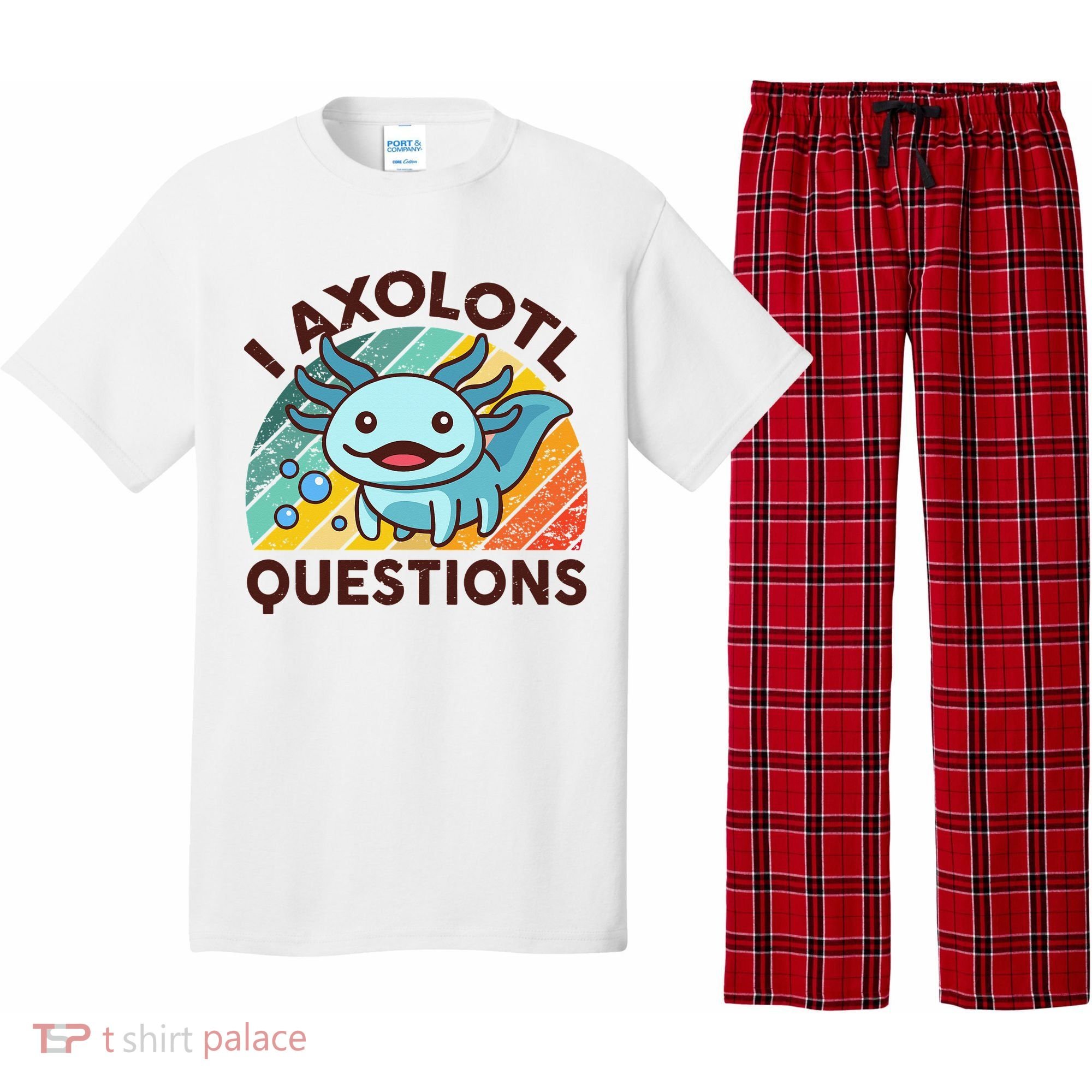 Retro Funny Axolotl I Axolotl Questions Cute Axolotl Pajama Set