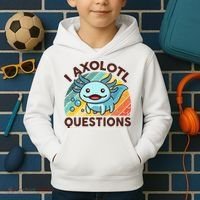 Retro Funny Axolotl I Axolotl Questions Cute Axolotl Kids Hoodie thumb 2