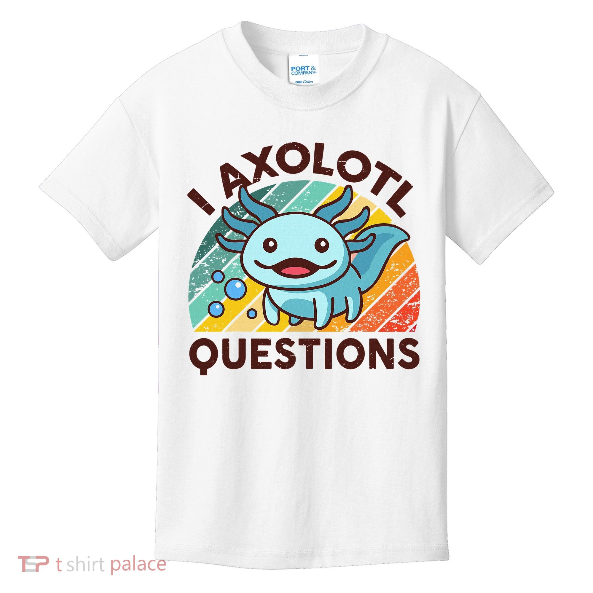 Retro Funny Axolotl I Axolotl Questions Cute Axolotl Kids T-Shirt