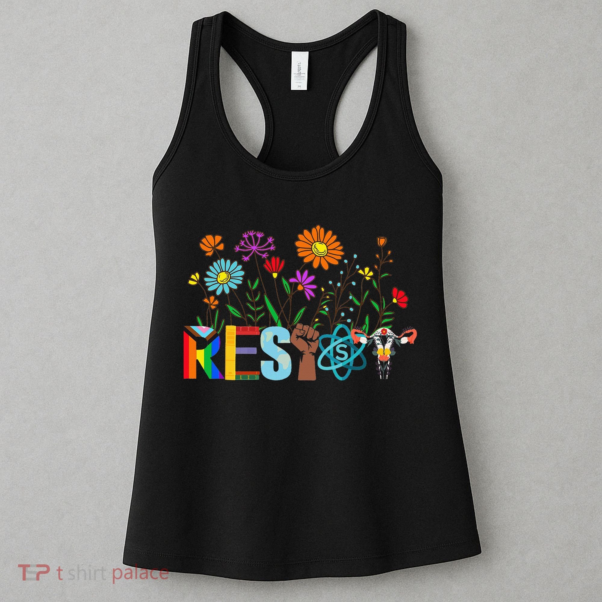 RESIST Floral Anti Trump Political Protest Not My President Women's Tank Top