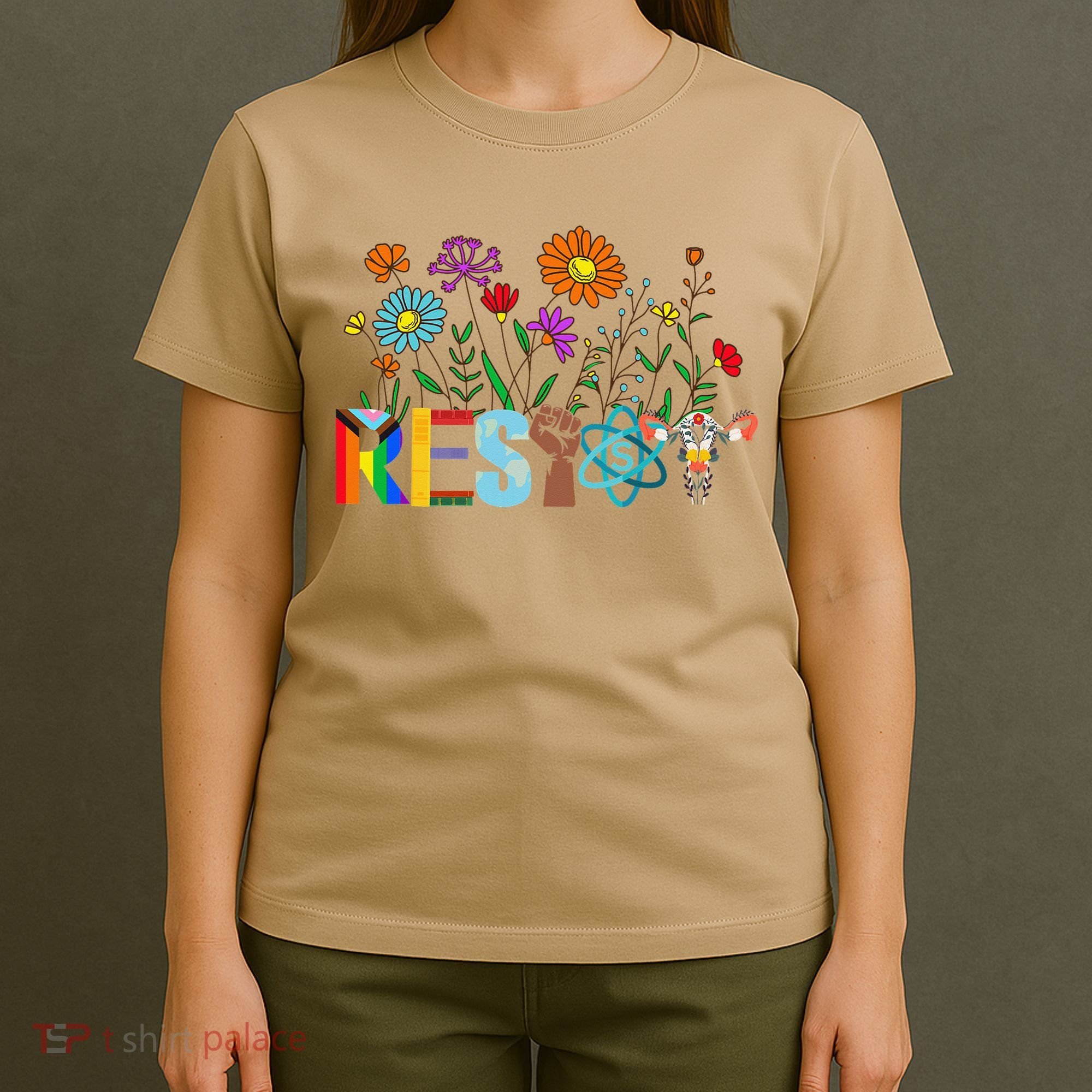 RESIST Floral Anti Trump Political Protest Not My President T-Shirt