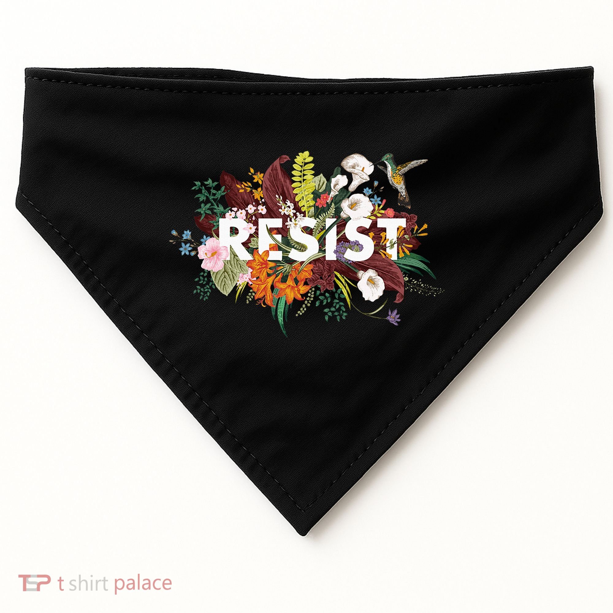 Resist Floral Anti Trump Political Protest USA-Made Doggie Bandana