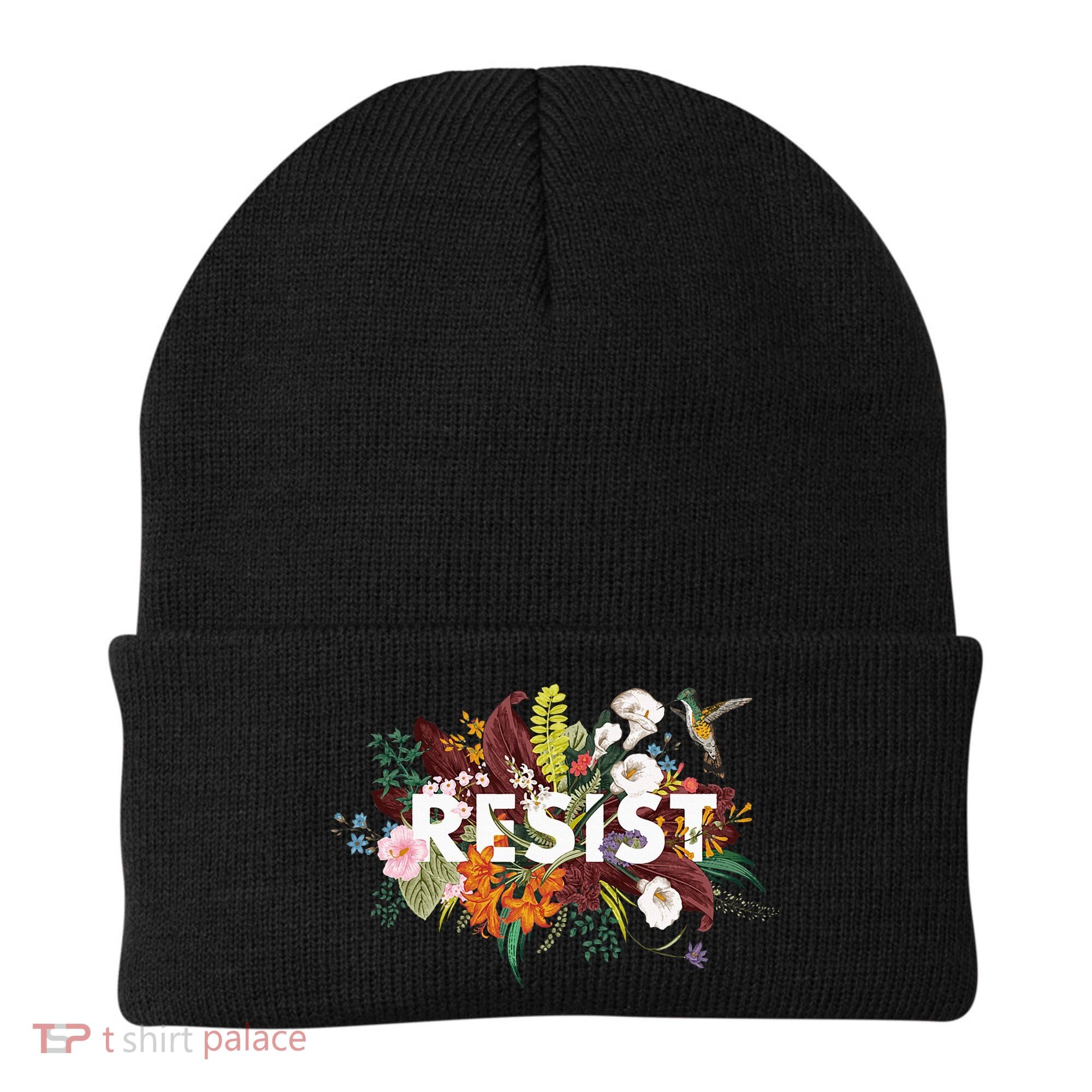 Resist Floral Anti Trump Political Protest Beanie