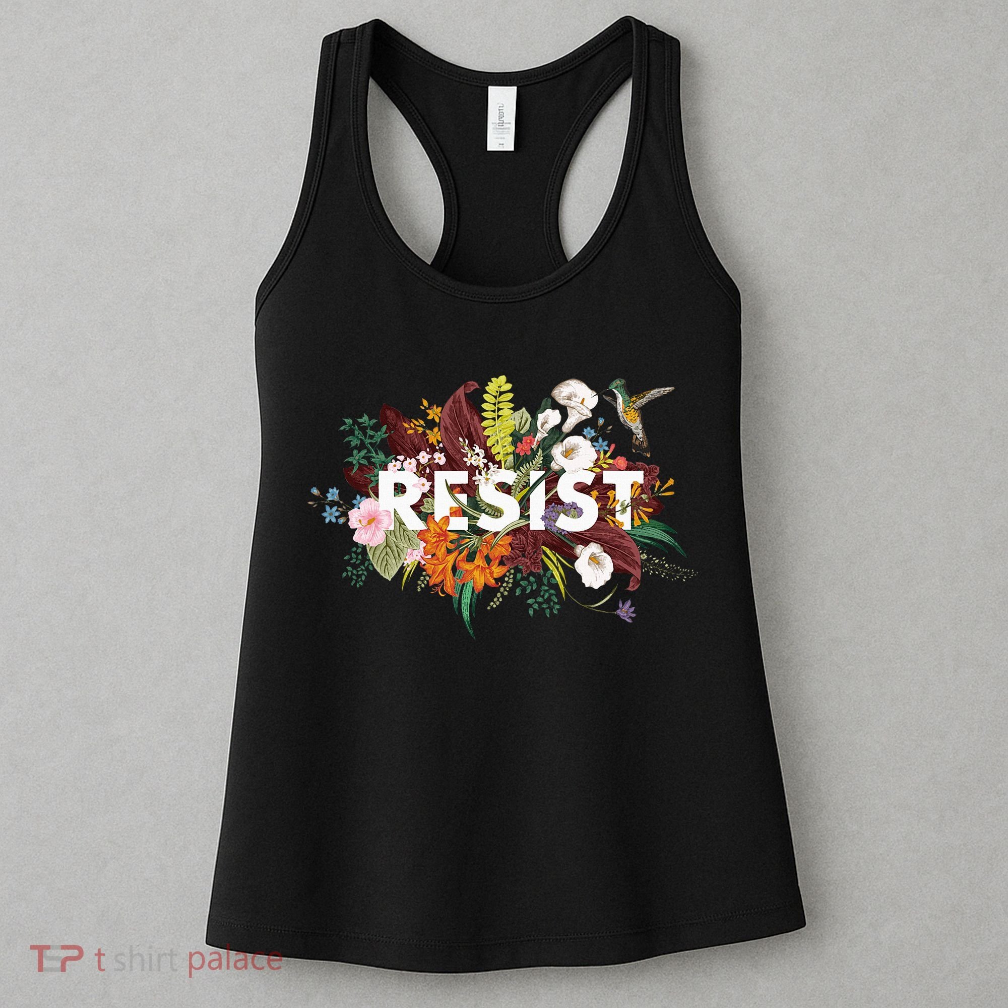 Resist Floral Anti Trump Political Protest Women's Tank Top