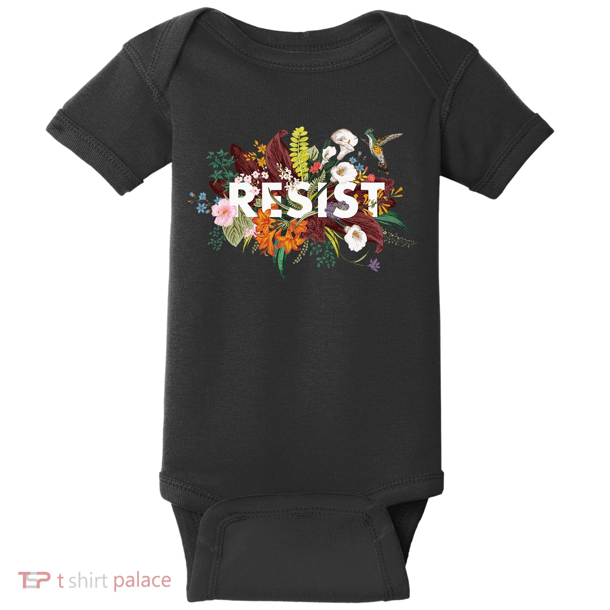 Resist Floral Anti Trump Political Protest Baby Bodysuit