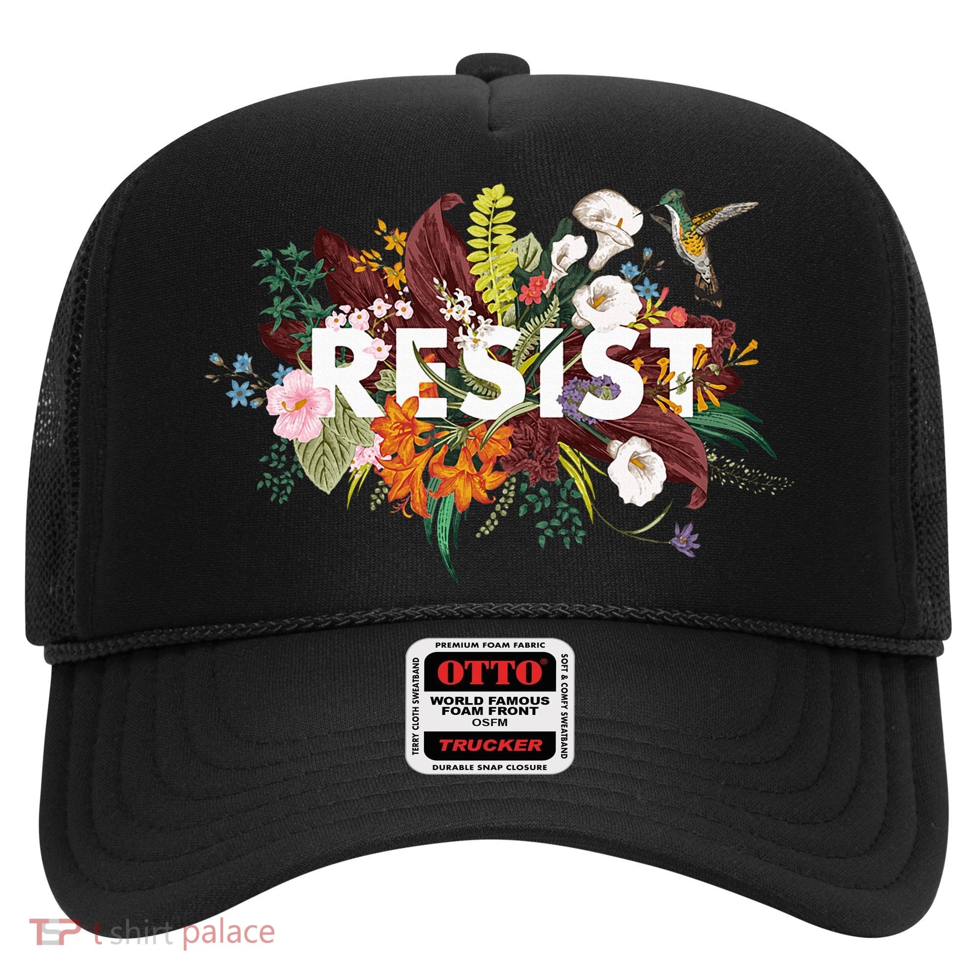 Resist Floral Anti Trump Political Protest Hat