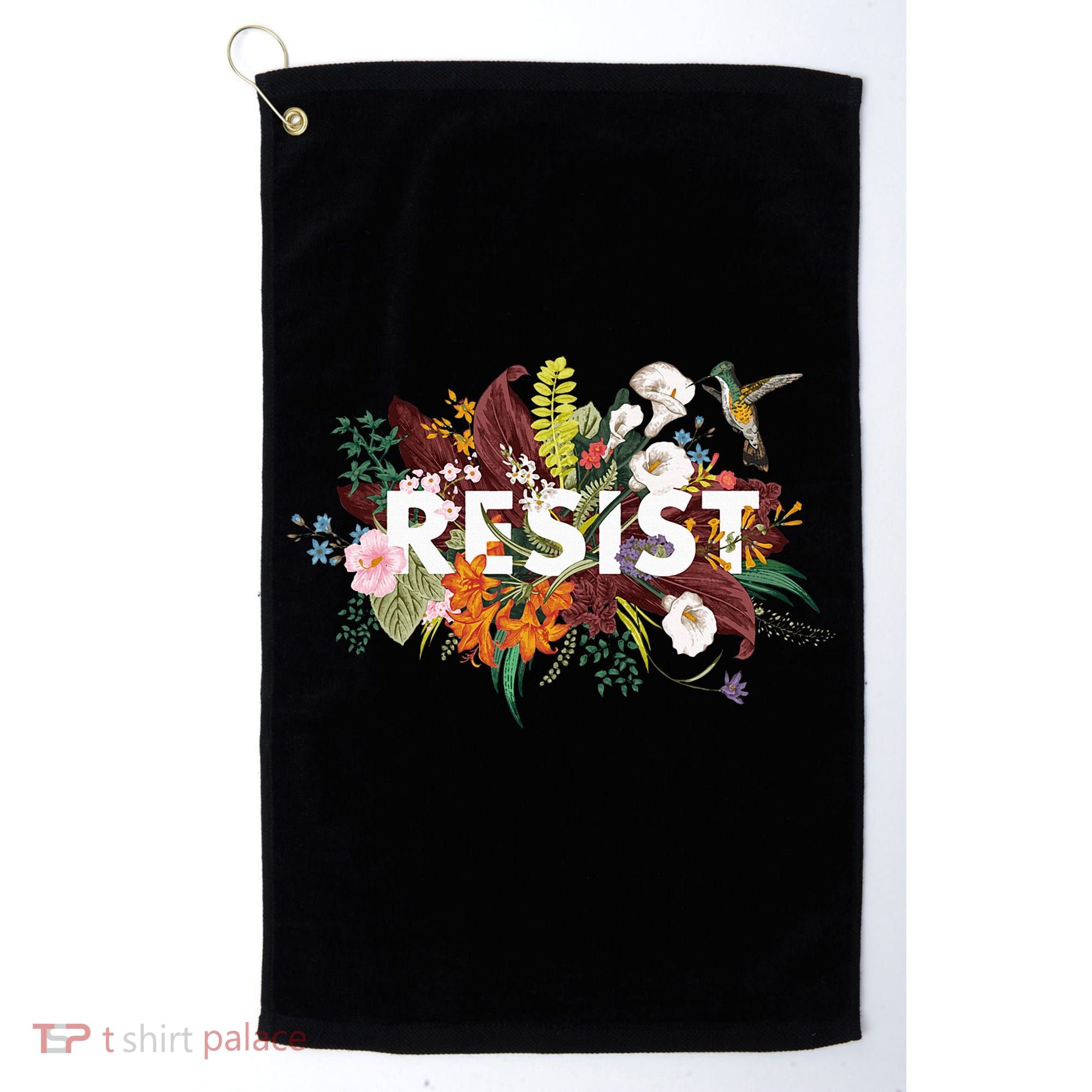 Resist Floral Anti Trump Political Protest Golf Towel