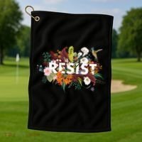 Resist Floral Anti Trump Political Protest Golf Towel thumb 1