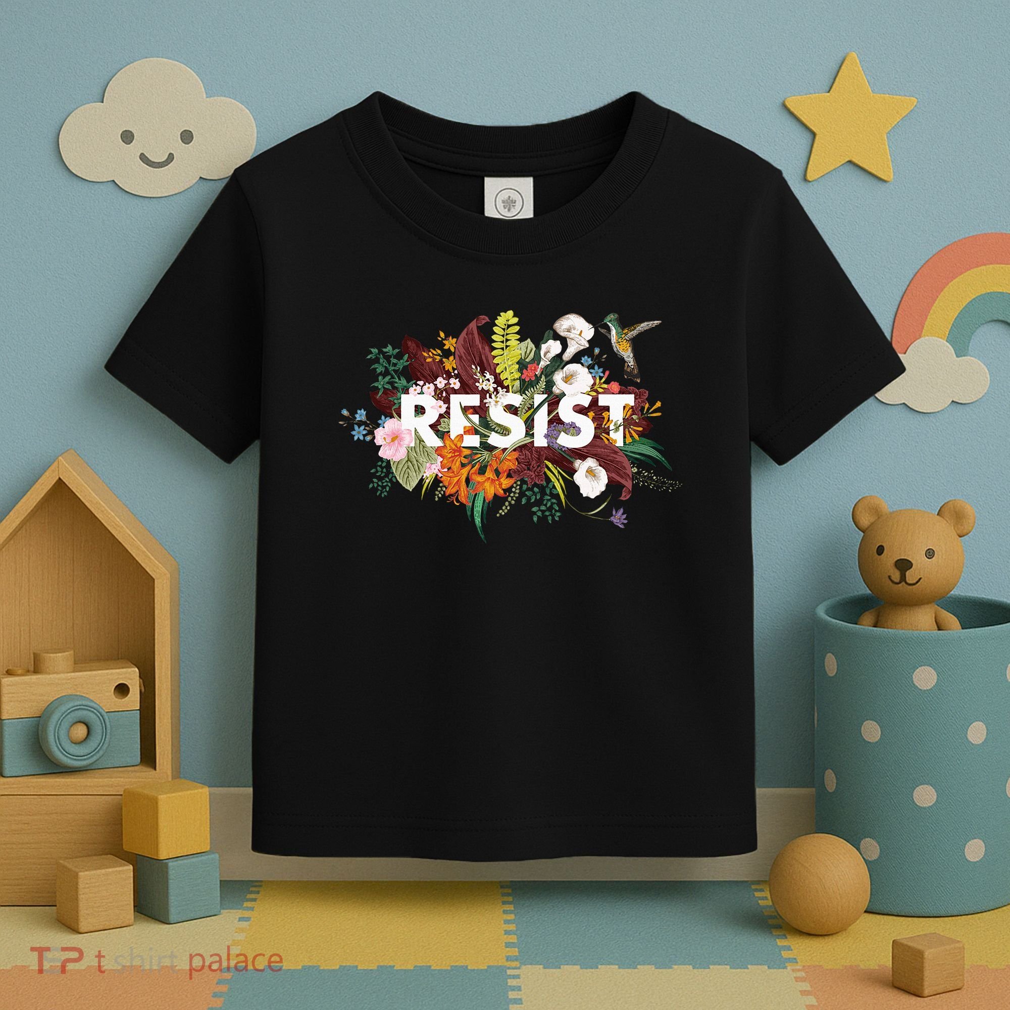 Resist Floral Anti Trump Political Protest Toddler T-Shirt