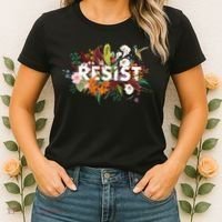 Resist Floral Anti Trump Political Protest Women's T-Shirt thumb 2