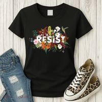 Resist Floral Anti Trump Political Protest Women's T-Shirt thumb 3